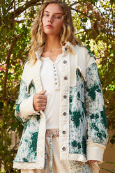 POL Jacquard Patch Collared Neck Quilted Jacket OutfitFlow